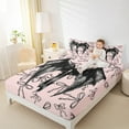 thumbnail image 5 of Feelyou Gothic Dreamy Angel Twin Sheet Sets for Kids, Cute Ribbon Bow-tie Twin Fitted Sheet, Kawaii Pink Cartoon Flat Sheet, Lightweight Room Decor, 3pcs, 5 of 8