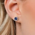 thumbnail image 3 of Gem Stone King 2.00 Ct 6mm Blue Created Sapphire 18K Rose Gold Plated Silver Removable Jacket Stud Earrings, 3 of 6
