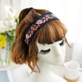 thumbnail image 3 of Embroidered Bohemian Headband for Women - Wide Fabric Hair Hoop with Ethnic Pattern, Padded Structured Headwear, Fashion Hair Accessory for Daily Casual Boho Style Navy, 3 of 4