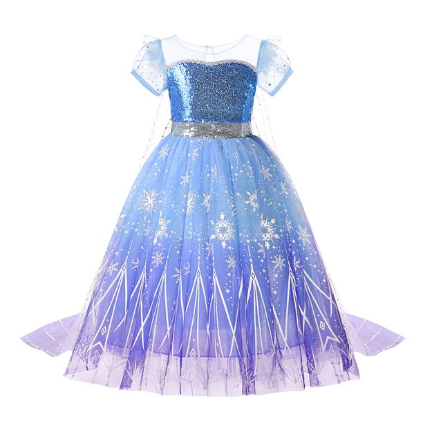 Ropa de niña de Disney vestido de princesa congelada niñas fiesta Cosplay Elsa disfraz de lentejuelas reina de la nieve cumpleaños carnaval vestido niños Bag3T(110) Gao Jinjia LED