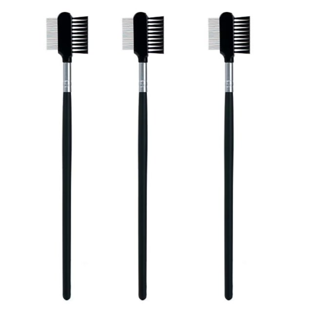 Peine para pesta?as, 3 piezas, cepillo para cejas, cepillo de doble cara para mujeres, pesta?as, maquillaje cosmético, negro LingWen 8390615903226