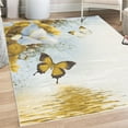 thumbnail image 1 of Floral Decorative Rug, Nature Theme Wild Flowers Monarch Flying Butterflies Lily on Lake Therapy Spa, Quality Carpet for Bedroom Dorm and Living Room, 6 Sizes, Earth Yellow, by Ambesonne, 1 of 4