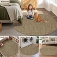 thumbnail image 6 of 3ft Washable Round Rug, Brown Linen Non-Slip Circle Area Rug for Bedroom Bedside, Farmhouse Pure Color Country Vintage Soft Indoor Floor Mat for Home Decor, 6 of 9