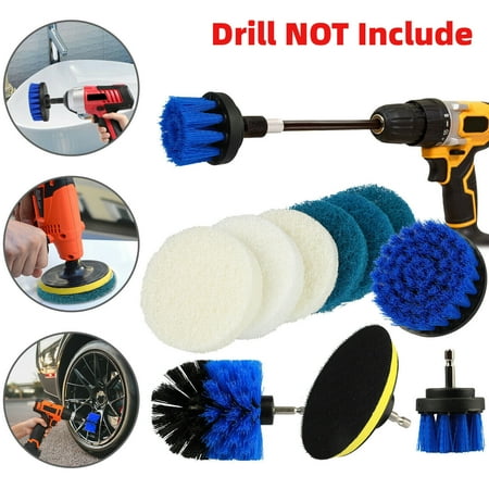 

10PCS Drill Brush Set Power Brush Scrubber Kit Car Carpet Grout Cleaner