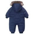 thumbnail image 4 of CAICJ98 Outerwear Romper Coat Warm Infant Baby Jacket Snowsuit Boys Girls Hooded Jumpsuit Winter Jacket for Toddler Boys Girls (Navy,6-10 Months), 4 of 7