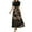 Brown, variant on Womens Maxi Skirts Fashion Boho Flowy Swing Dresses Casual Round-Neck Short Sleeve Top Printing High Waist Dress Leisure Vacation Beach Elastic Long Skirts