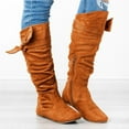 thumbnail image 3 of Aayomet Boots For Women，Women's Closed Round Toe Knot Slouch Flat Heel Mid-Calf Boot, 3 of 5