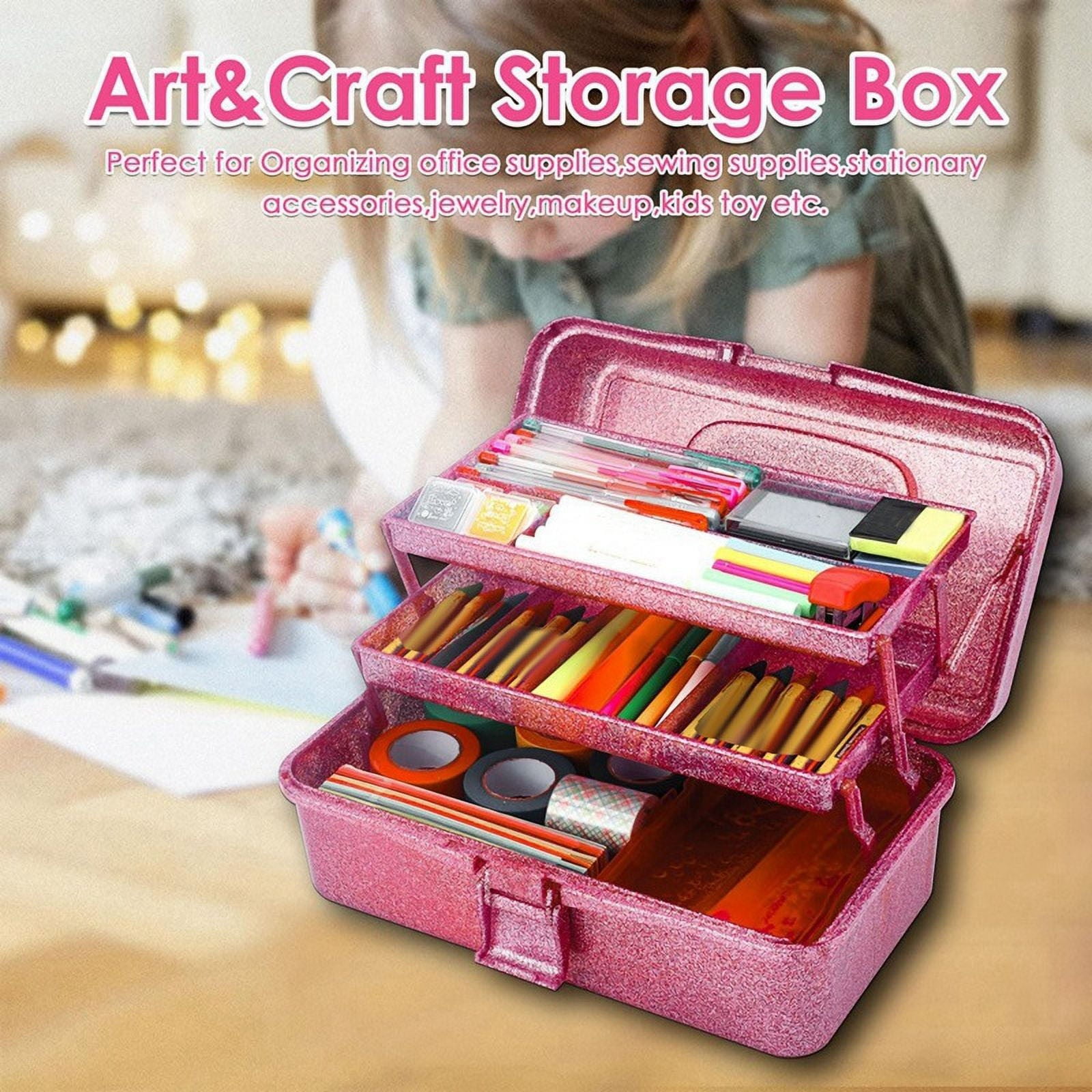Three-Layer Multipurpose Storage Container, Binkne 3-Tier Stackable Storage Box with Handle | Multi-Craft Organizer for Glitter, Sewing, Art Supplies & Tools | Portable Tackle Box