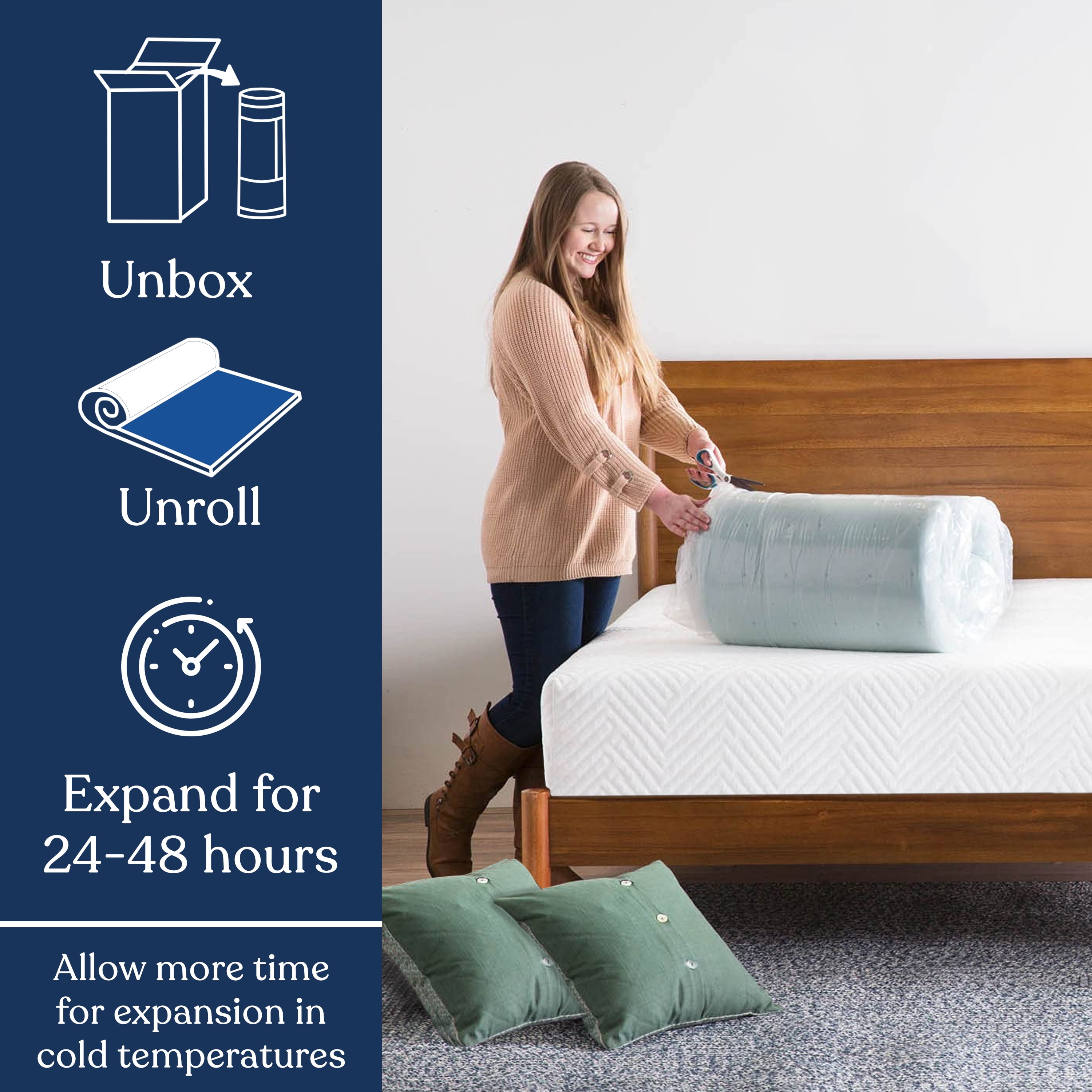 Delara Queen 2" Gel Memory Foam Mattress Topper, High-Density, Ventilated, Plush Comfort, CertiPUR-US, 60 x 80 in