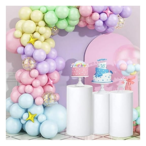 Cylinder Pedestal Stands for Party White 3Pcs Cylinder Tables for Parties Pedestal Display Plinth Pillars for Wedding Birthday Party Art Decor 23.6", 25.5", 27.5"