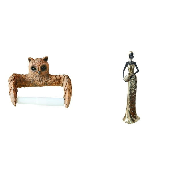 Soporte de papel higiénico,Escultura de pared de búho con porta rollo de papel higiénico,Figura de escritorio,Figuritas africanas,artesanías,artículos de escritorio coleccionables,Estatua