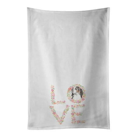 

Cavalier Spaniel Tricolor LOVE White Kitchen Towel Set of 2 19 in x 28 in