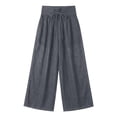 thumbnail image 4 of Women's Linen Pants High Waisted Pant Summer Casual Wide Leg Drawstring Trousers Beach Vacation Clothes by Yigetop Dark Gray 3XL, 4 of 7