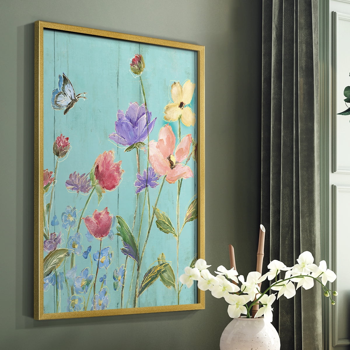 Wildflower Flutter III Framed Print - Solid Wood in Single Picture Frame Solid Wood 2 Framed Print