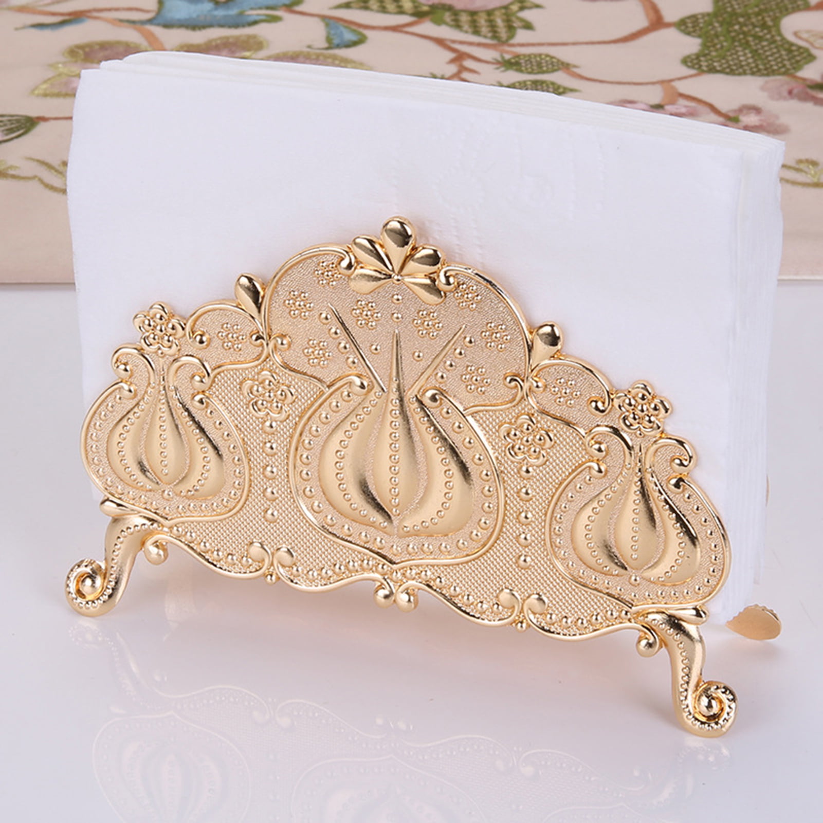 Serviette Holder Table Napkin Rack Tissue Dispenser Metal Retro European Style Ornaments for Table Decoration Gold 