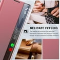 thumbnail image 6 of Phone Case for Samsung Galaxy A14 Case, Smart Clear View Window Luxury Slim Mirror for Galaxy A14 Case with Kickstand, Leather Hard PC Flip Shockproof Protective Cover Samsung A14 5G Case, Pink, 6 of 14