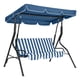thumbnail image 1 of Garvee columpio de patio para 3 personas con base, toldo ajustable y cojín removible, estructura resistente con capacidad de 500 lb para jardín o terraza, 1 of 8