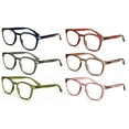 6 Pairs Round Lightweight Reading Glasses Translucent Clear Spring