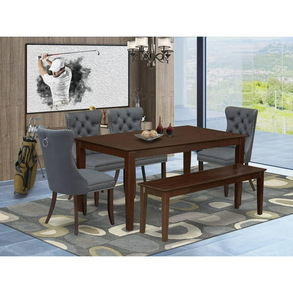 East West Furniture 6 Piece Dinette Set Consists of a Rectangle Kitchen Table