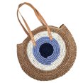 thumbnail image 3 of Shoulder Bag Straw Fashion Patchwork Weaving Vacation Patchwork Handbag Large Capacity Summer Vacation Tote Shopping Trendy Female Hand Purse Coffee, 3 of 9