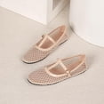 thumbnail image 5 of Samdudou Mary Jane Shoes for Women Closed Toe Flat Sandals Breathable Hollow Out Fishnet Mesh T Strap Buckle Vintage Casual Walking Footwear for Office Street, 5 of 8