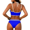 thumbnail image 7 of purcolt Women's High Waisted Bikini Sets Color Block Double-Strap Sporty Two Piece Swimsuit Beach Cheeky Bathing Suit, 7 of 7