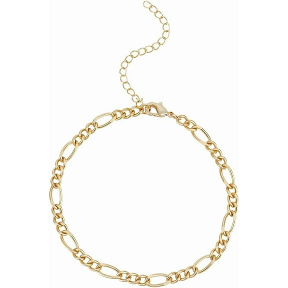 1 Box 5Pcs Figaro Chain Bracelet 18K Gold Plated 18.4cm Mens Curb Chain Bracelets Curb Cuban Link Chains Bracelet