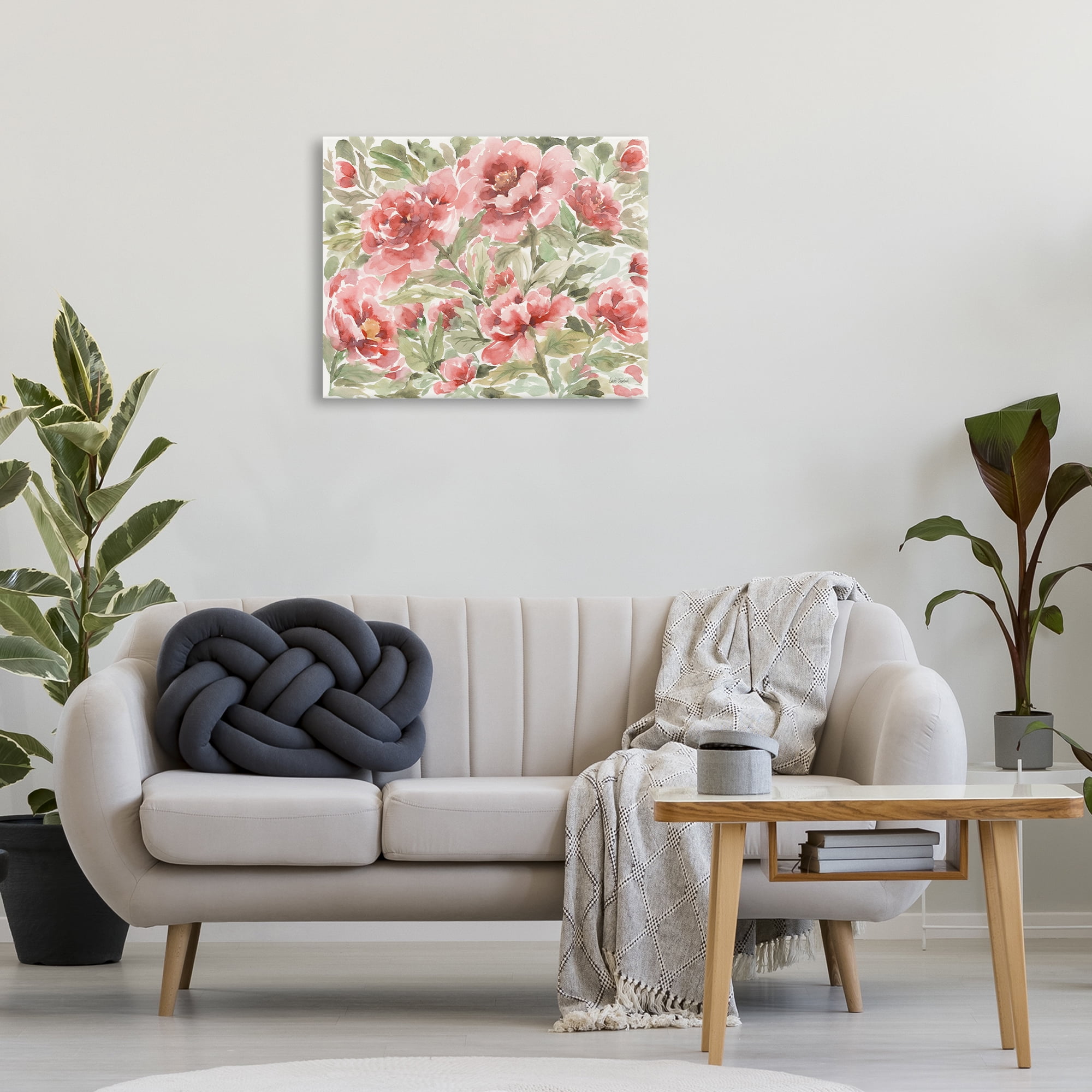 Stupell Industries Pink Peonies Pattern Botanical & Floral Painting Gallery Wrapped Canvas Art Print Wall Art, 30 x 24