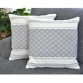 thumbnail image 2 of Cotton Woven Designer Throw Pillow Covers, Grey & Off White, 18 x 18 inches | Square Gray Cushion Covers with Geometric Design Set of 2, 2 of 7
