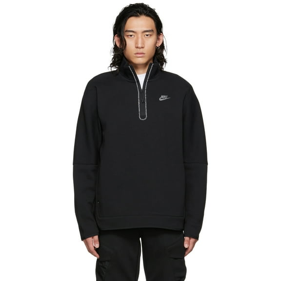 Nike Men's Solid Black Sportswear Half-Zip Sweatshirt Activewear (as1, alpha, s, regular, regular, S)
