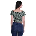 thumbnail image 4 of Moomaya Printed Short Sleeve Zipper Top Boat Neck Womens Sexy Summer Crop Tops, 4 of 5