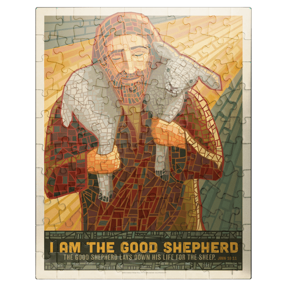 MyPuzzle - Jesus: The Good Shepherd, Vintage Poster - Premium 100 Piece Jigsaw Puzzle for Adults