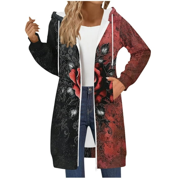 Craaazy Hoodies For Women Double Zipper Long Sleeve Sweatshirts Novelty Graphic Hoodie Pocket Drawstring Tops Gifts