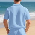 thumbnail image 4 of Men's Waffle Knit Polo Shirt Short Sleeve Collared Casual T-Shirt Comfortable & Breathable For Summer Daily Wear Stylish Tops,Light Blue,XXL, 4 of 6