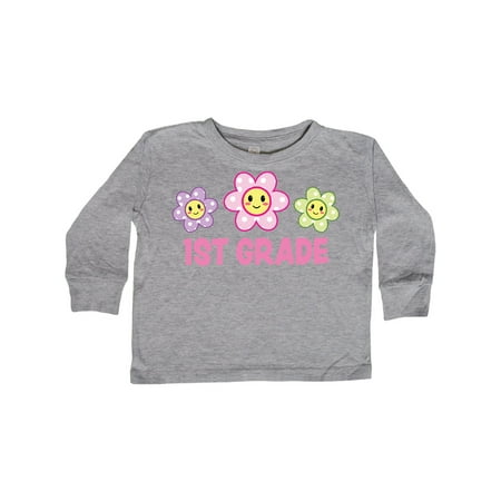 

Inktastic 1st Grade with Polka Dot Flowers Gift Toddler Toddler Girl Long Sleeve T-Shirt