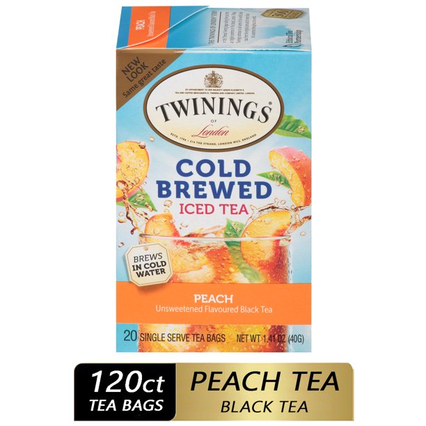 Twinings of London Peach Cold Brewed Iced Tea Bags , 20 Ct., 1.41 oz