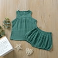 thumbnail image 4 of Baby Solid Color Sleeveless Top + Shorts, Cool and Comfortable Summer 2-Piece Set, 4 of 5