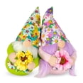 thumbnail image 4 of STPgoods Floral Gnome Easter Figurine 7" (18 cm) Fabric Easter Decoration Standing Decoration Easter Collectible Figurine Holiday Decor Tabletop Favor Figurine, Green and Yellow, 4 of 5