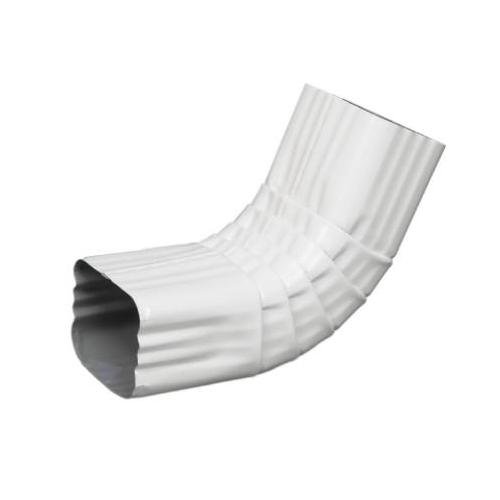 Gutter Front Elbow, Style A, 75 Degree, White Aluminum, 3 X 4