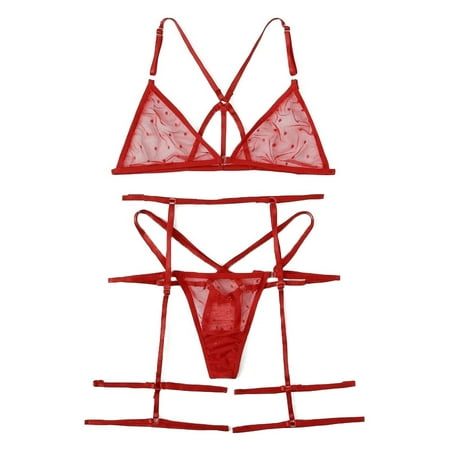 

adviicd Underwear Women Pack Strappy Lingerie for Women Crisscross Bra Set Matching Bra and Panty Sets Red XX-Large