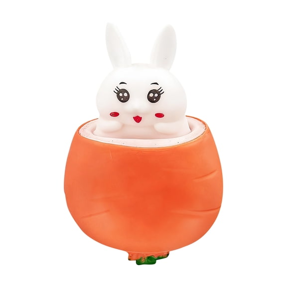Easter Carrot Bunny Slow Rising Squeeze Toys, Carrot Bunny Squishies Fidget Toys for Adults, Super Soft Sensory Stress Ball Squeeze Toys for Stress Relief, Easter Basket Stuffers Essential (White)