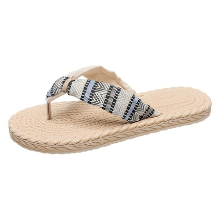 

Summer Slippers for Women Geometric Pattern Flip Flops Eva Insole Tpr Slip Outsole Beach Slippers
