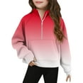 thumbnail image 2 of Viluyesy Girls Fleece Sweatshirt, Half Zipper Loose Fit Long Sleeve Fall Winter Athletic Tops Red 13T, 2 of 5