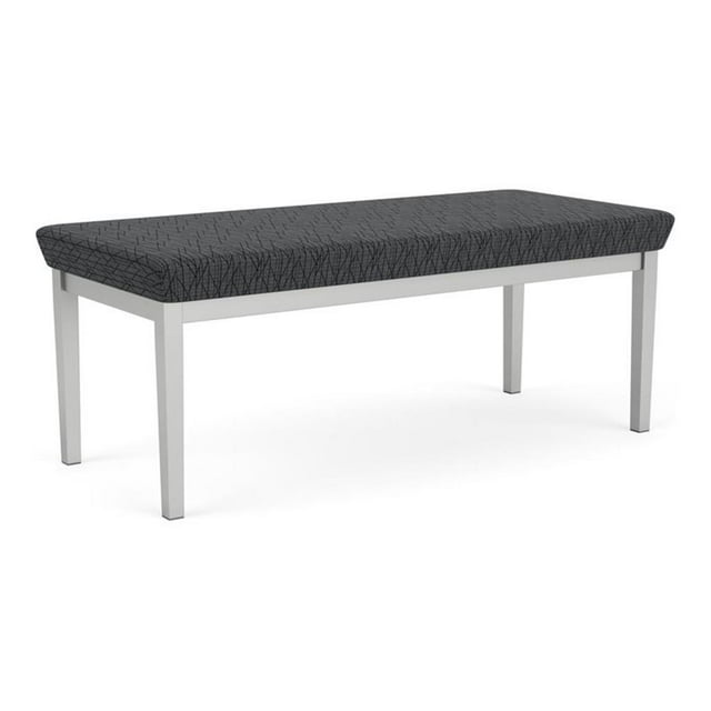 Lenox Steel Reception Waiting Room 2-Seat Bench / Silver Steel / Dark Gray