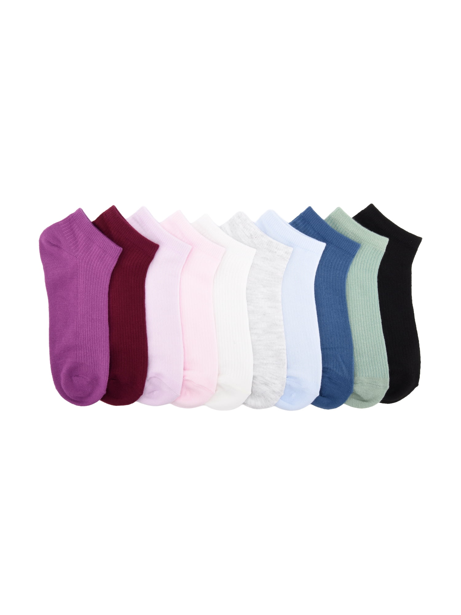 No Boundaries Women’s Low Cut Socks, 10 Pack, Shoe Sizes 4-10