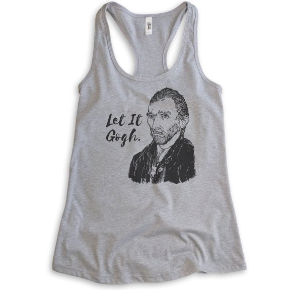 Let It Gogh Vincent Van Gogh Tank Top, Ladies Racerback Tank Top, Funny Van Gogh Tee, Funny Artist Tank, Heather Gray, Small