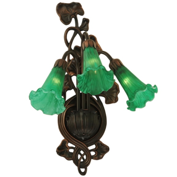 Meyda Tiffany - 17537 - Three Light Wall Sconce - Green Pond Lily - Mahogany Bronze-40pack