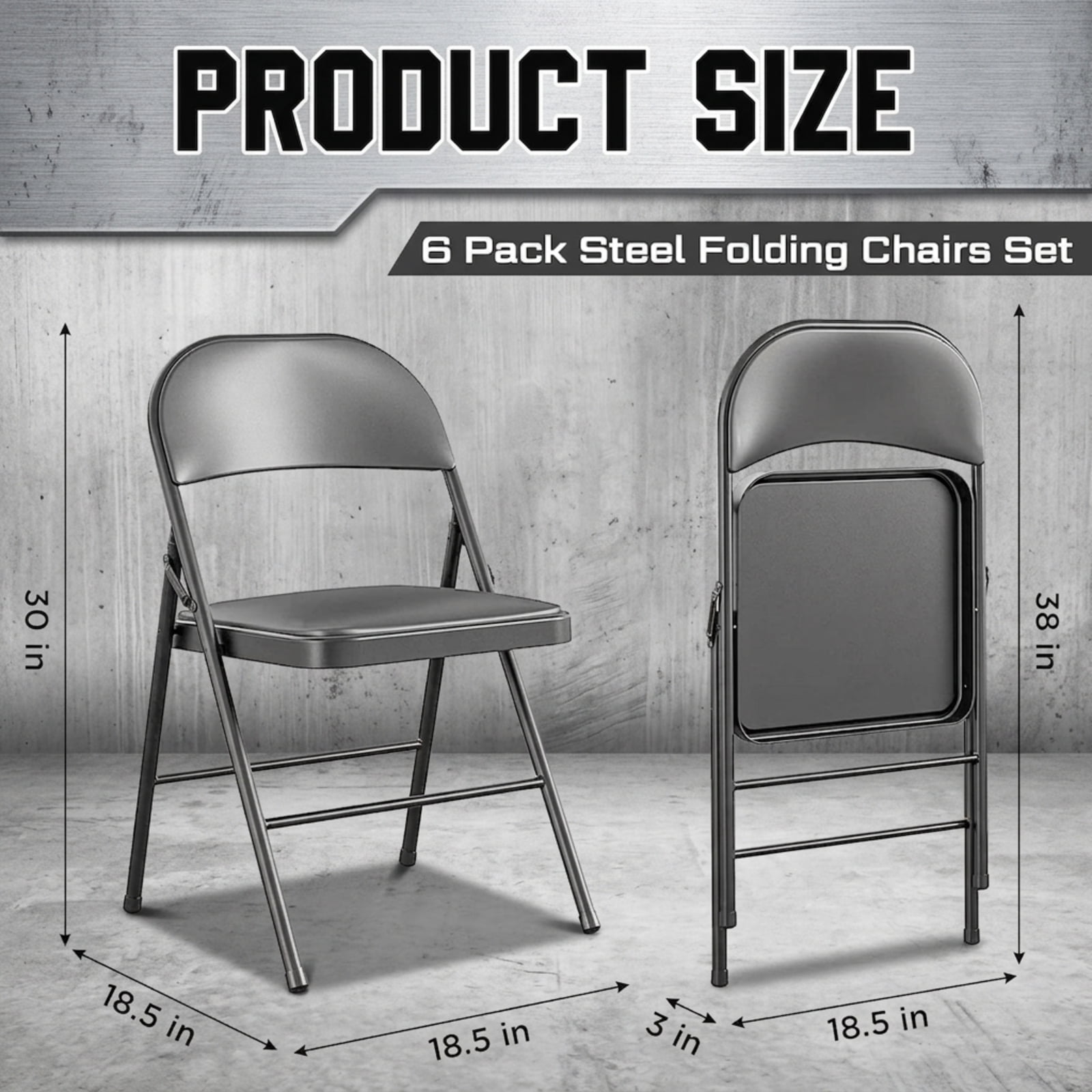 Fenbeli Folding Chairs 4 Pack with Padded Seats, 330 lb Capacity, Black Metal Chairs for Home Office Parties and Indoor Outdoor Events