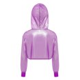 thumbnail image 5 of Hansber Fashion Girls Jazz Hip-Hop Dance Crop Top See-through Metallic Shiny Cropped Hoodie Sweatshirt Purple 10, 5 of 7