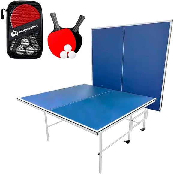 Mesa de Ping Pong Bluelander, con 2 Raquetas, 3 Pelotas y Funda de Almacenamiento, 107 Pulgadas